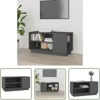 The Living Store Armoire TV Gris 80x35x40,5 cm Pin massif
