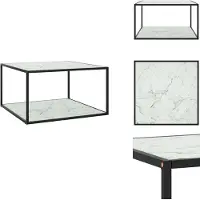 vidaXL Table basse noire avec verre blanc imitation marbre 90x90x50 cm - Tables basses
