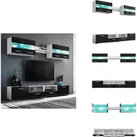 vidaXL Ensemble de salon TV 5 pcs. lampes LED noir brillant - Meuble TV