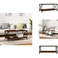 vidaXL Table basse marron aspect chêne 100x50x45 cm Bois composite fer - Tables basses