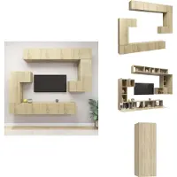 vidaXL Ensemble de 8 meubles TV Chêne Sonoma Matériau dérivé du bois - Meubles TV
