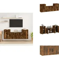 vidaXL Ensemble de meubles TV 3 pièces chêne fumé bois composite - Meubles TV