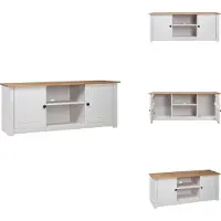 vidaXL Meuble TV Blanc 120x40x50 cm Pin massif de Panama - Meubles TV