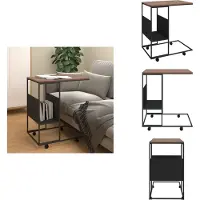 vidaXL Table d'appoint avec roulettes Noir 55x36x63,5 cm Bois composite - Tables basses