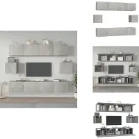 vidaXL Ensemble de 6 meubles TV gris béton Matériau dérivé du bois - Meubles TV