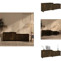 vidaXL Meuble TV en bois imitation chêne fumé, 146,5 x 35 x 50 cm - Meuble TV