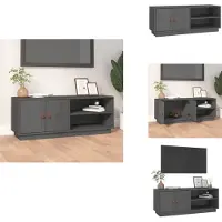 vidaXL Meuble TV Gris 105x34x40 cm Pin massif - Meubles TV