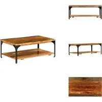 vidaXL Table basse avec étagère 100x60x35 cm Vieux bois massif - Tables basses