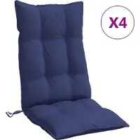 vidaXL Coussins de chaise à dossier haut lot de 4 bleu marine