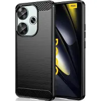 Screen Guard Professional Xiaomi Poco F6 Housse Carbon Brushed Soft TPU (Xiaomi Poco F6), Coque pour téléphone portable, Noir