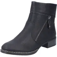 Rieker Chaussures de ville pour femmes , bottines, fermeture éclair, noir, style décontracté