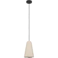 Eglo Suspension Tolleric, suspension à 1 flamme au-dessus de la table à manger, lampe de salle à manger en métal noir et céramique couleur sable, suspension, E27