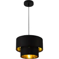 Lux.pro Suspension Lopar E27 Plafonnier Lampe à suspendre 30 cm Métal Tissu Noir-Or