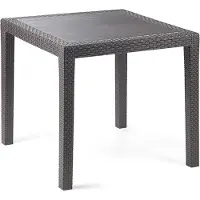 Mojawo Table de jardin King Angulaire Anthracite 79x79x72cm Aspect rotin Résistant aux intempéries