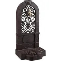 Relaxdays Fontaine sur pied , style antique, rétro, jardin, terrasse, robinet, bassin, sur pied, dimensions H x L x P : 74 x 36 x 30 cm, marron