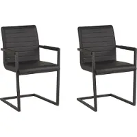 Beliani Lot de 2 chaises consoles en simili cuir noir rembourrées chaises modernes rétro salle à manger salle de conférence