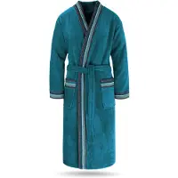 Normani Peignoir long turquoise / bleu cyan / bordeaux / blanc