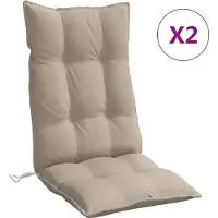 vidaXL Coussins de chaise à dossier haut lot de 2 taupe tissu oxford