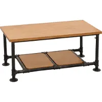Mendler Table basse -N27, table de salon table basse table d'appoint, Industrial bois massif métal 48x100x50cm ~ naturel