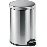 Durable Poubelle ronde à pédale en acier inoxydable 20L, Argent, 340223