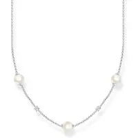 Thomas Sabo Chaîne perles avec pierres blanches argent, (Argent 925, Argent 925, Argent Sterling, Argent sterling 925)