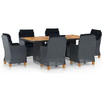 vidaXL Ensemble à manger d'extérieur 7pcs et coussins résine tressée