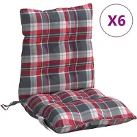 vidaXL Coussins de chaise à dossier bas lot de 6 motif carreaux rouge