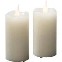 Konstsmide Bougie LED cire véritable, lot de 2, blanc crème, avec minuterie 4h et 8h, 2 diodes blanc chaud, fonctionne sur piles, intérieur, piles : 2 x AAA 1,5V (incluses) - 1887-185