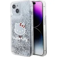 Hello Kitty Coque iPhone 15 à paillettes liquides argentées