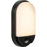 Lucide Applique d'extérieur noire en forme d'ellipse avec détecteur de mouvement intégré et LED 10 W HUPS