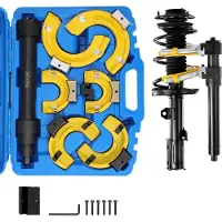 Vevor Kit Compresseur Ressort Amortisseur pour Voiture 4,5 T Tendeur de Ressort en Acier 3 Porte-Ressorts Interchangeables avec Mallette pour Démontage Installation des Ressorts de Suspension Auto SUV