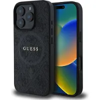 GUESS 4G Ring Classic Logo Case (Apple iPhone 16 Pro Max), Coque pour téléphone portable, Noir