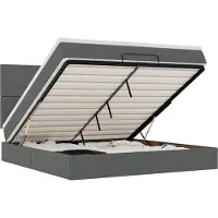 vidaXL Ottoman-lit avec matelas & LEDs gris foncé 180x200 cm Tissu