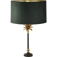 Searchlight Palm lampe de table noir-laiton abat-jour velours vert