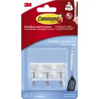 3M COMMAND Crochet clear - Pointe en metal - Petit modele