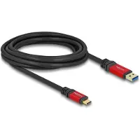 DeLOCK Câble USB 10 Gbps , connecteur USB Type-A vers connecteur USB Type-C, 3 m, rouge métallisé