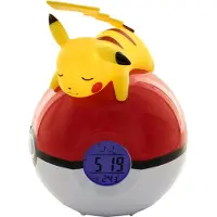 Pokémon Zegar Alarmowy Pikachu Pokeball 18 cm z Podświetlanym Wyświetlaczem LCD