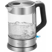 ProfiCook PC-WKS 1107 G Bouilloire en acier inoxydable et verre, 1,5 litre, 2200 watts, élément chauffant en acier inoxydable, inox