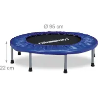 Relaxdays trampoline pliable, indoor, fitness H x L x P : 22 x 95 x 95 cm, charge maximale 100 kg, bleu-noir