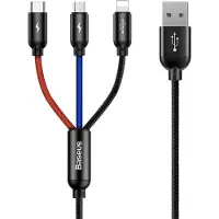 Baseus Câble Usb 3W1 Usb-C / Lightning / Micro 3.5A 0.3M (Czarny)