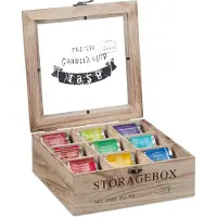 Relaxdays Boîte thé, Accessoires de thé, Marron