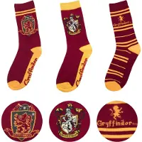 Harry Potter Unisexe, Chaussettes, Harry Potter : Gryffondor, Rouge, Jaune, Multicolore, (Lot de 3, Taille unique)