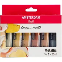 Amsterdam Peinture acrylique Metallic lot de 6 x 20 ml