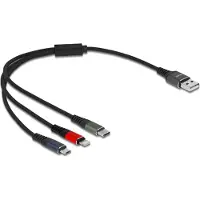 DeLOCK Câble de charge USB 3in1 Lightning/MicroUSB/USB Type-C 30cm