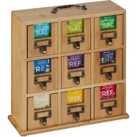 Relaxdays Organisateur de thé, Accessoires de thé, Marron
