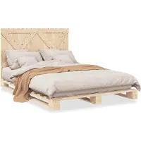 vidaXL Lit en bois massif avec tête de lit 140x200 cm pin
