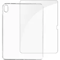 Avizar Coque pour iPad A16 / 10.9 2022 Silicone Gel Souple Film Verre Trempé 9H Transparent
