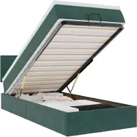vidaXL Lit ottoman avec matelas vert foncé 90x200 cm velours