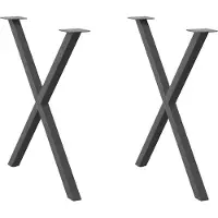 vidaXL Pieds de table de salle à manger en X 2 pcs. Anthracite 80x(72-73) cm Acier