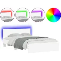 vidaXL Cadre de lit avec tête de lit éclairage LED blanc 120x200 cm